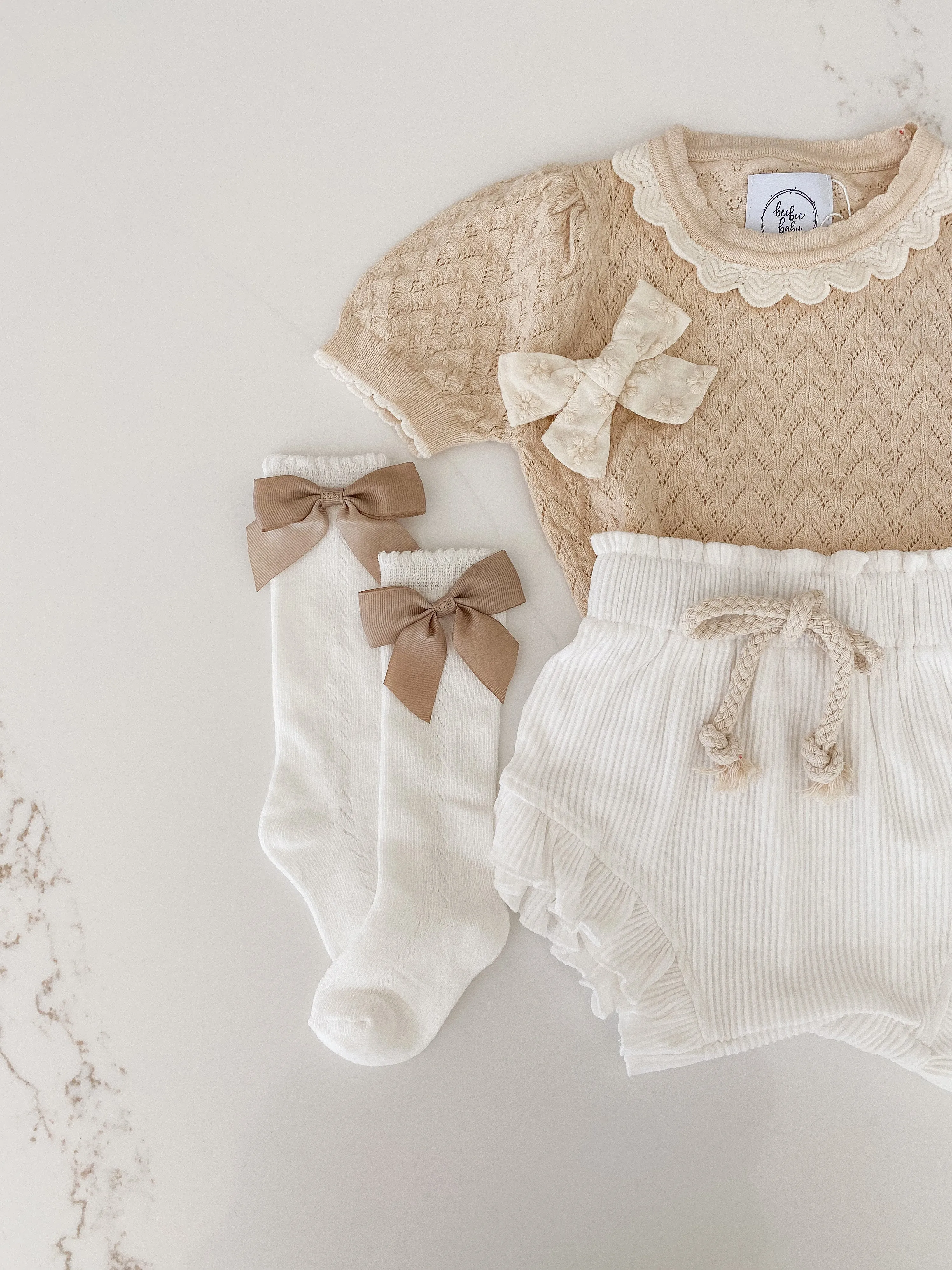 Hollow Out Knit Top - Sand
