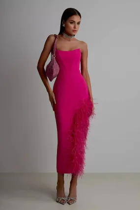 Pink High Low Knee Length Strapless Dress